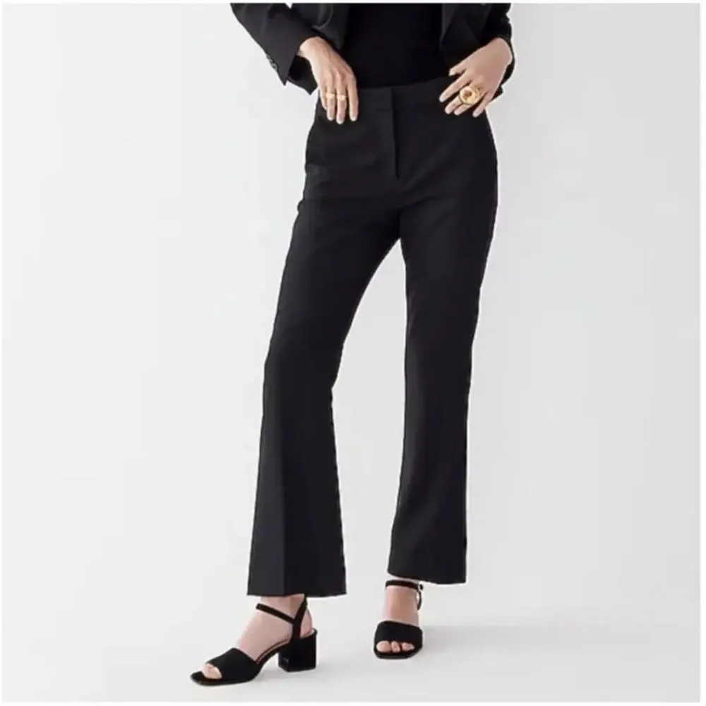 J. Crew Willa Cropped Flare Pant in Italian City Wool Blend Black Size 4‎